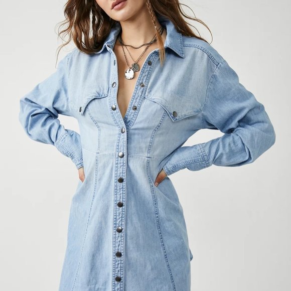 Free People Sammi Denim Mini Dress - Picture 6 of 9